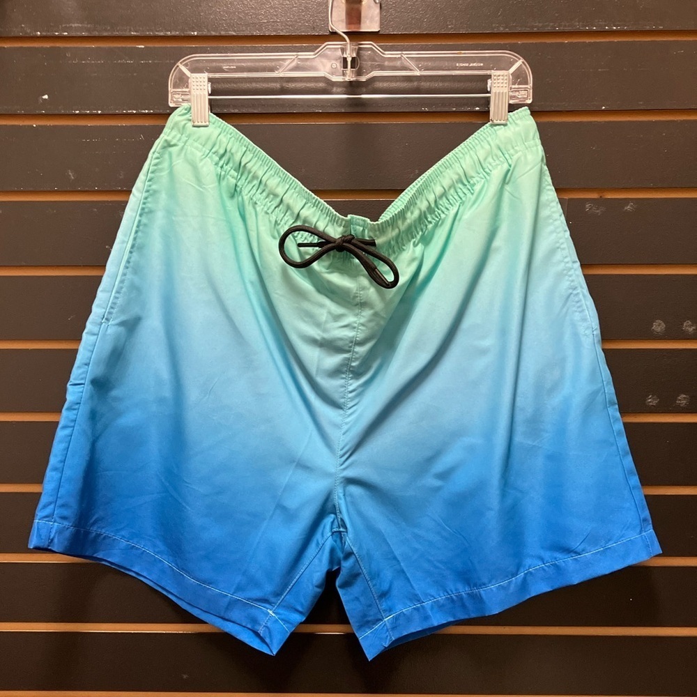 WXYZ Men’s Blue Green Gradient Swim Trunks Drawstring Size XL NWT